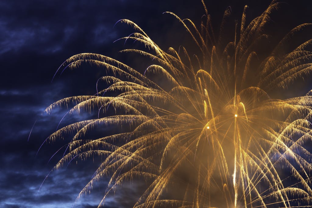 Time-lapse Photography of Bursting Fireworks in Sky